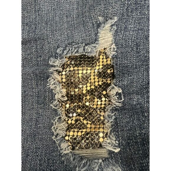 Poetic Justice Shaw Boyfriend Women Straight Jeans 30/32 Blue Stretch Studded - Picture 4 of 15